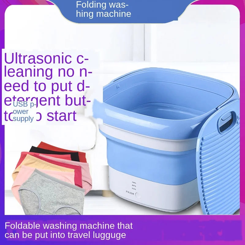 Convenient Fold Portable Sterilizing Washing Machine Mini Plug-in Underwear Special Washer Washing Tool Travel Self-driving Use